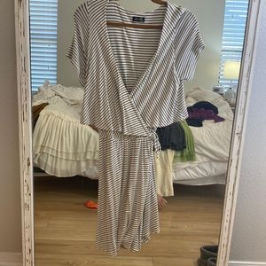 Cream and Black wrap dress